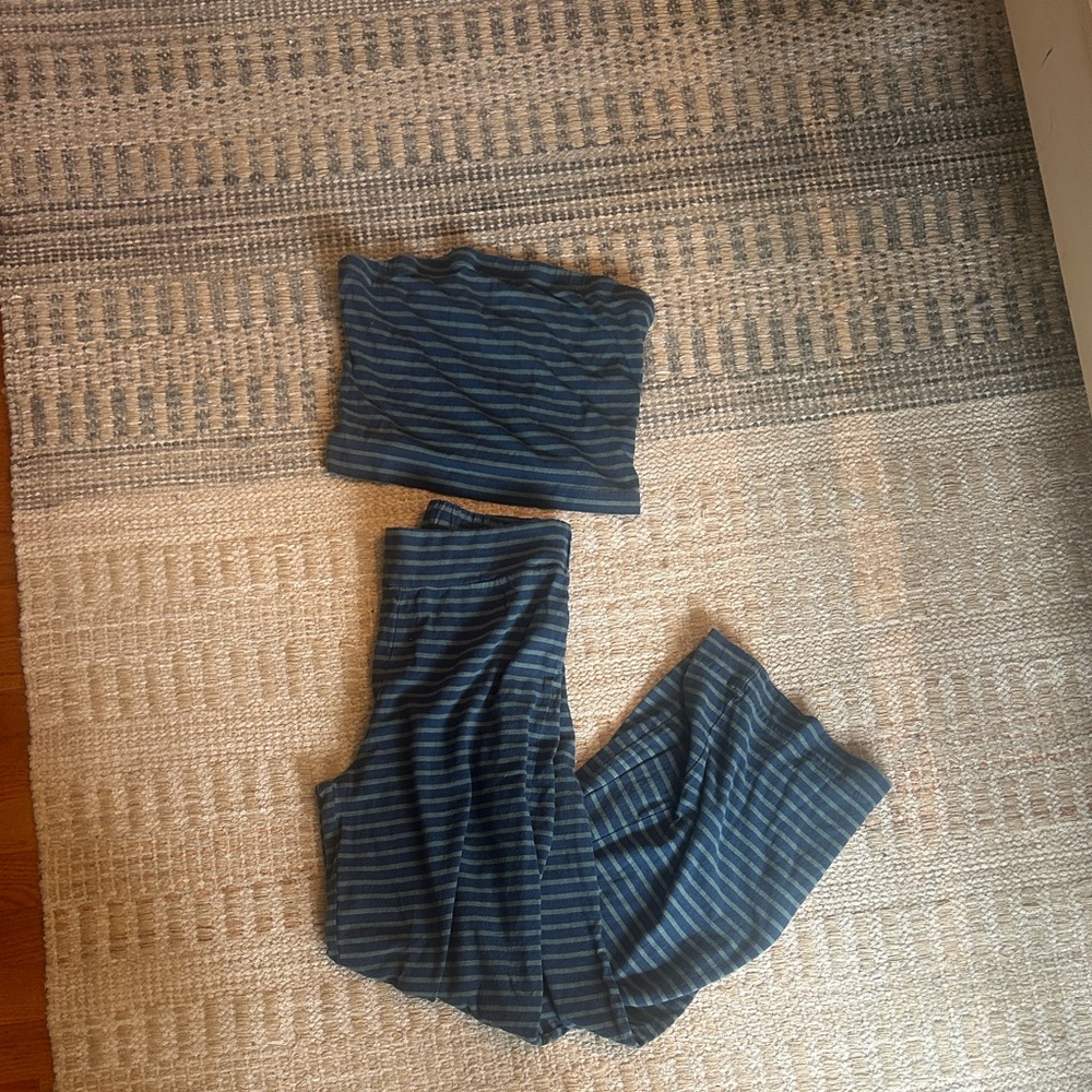 Free People Navy Striped Crop Top